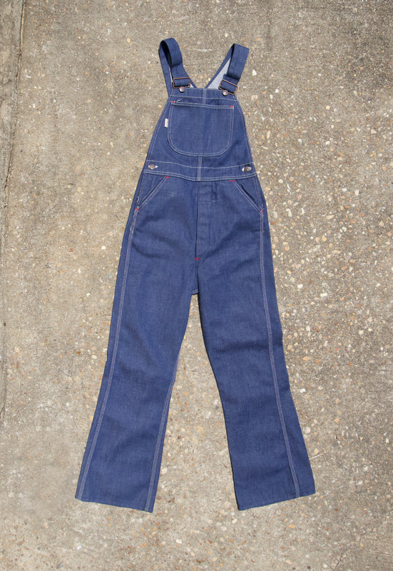 Idylwild Vintage 70s Country Dark Denim Flare Overalls