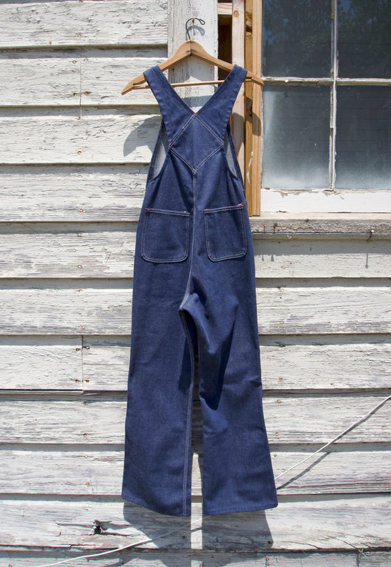 Idylwild Vintage 70s Country Dark Denim Flare Overalls
