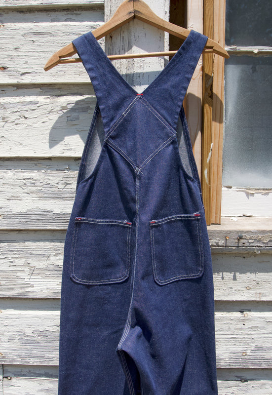 Idylwild Vintage 70s Country Dark Denim Flare Overalls