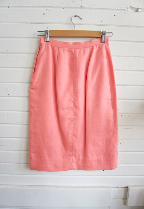 Vintage 1960s Salmon Pink Silk Jackie O Suit Set