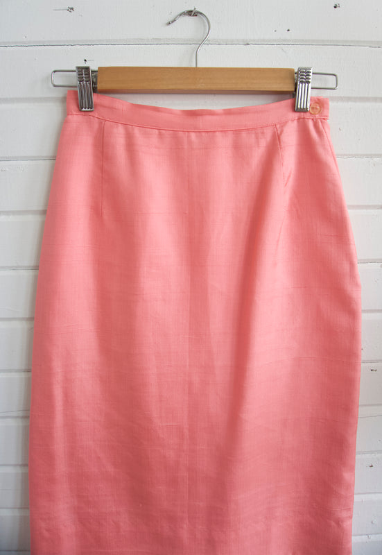 Vintage 1960s Salmon Pink Silk Jackie O Suit Set