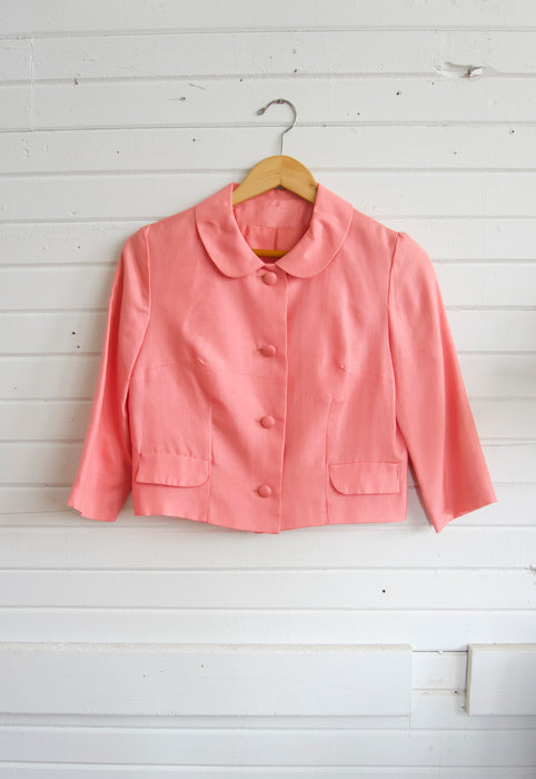 Vintage 1960s Salmon Pink Silk Jackie O Suit Set