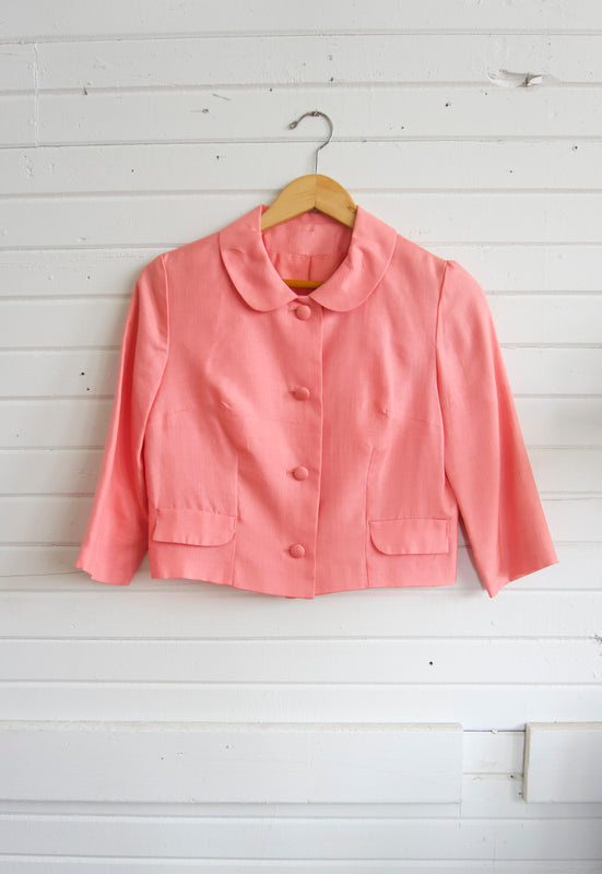 Vintage 1960s Salmon Pink Silk Jackie O Suit Set