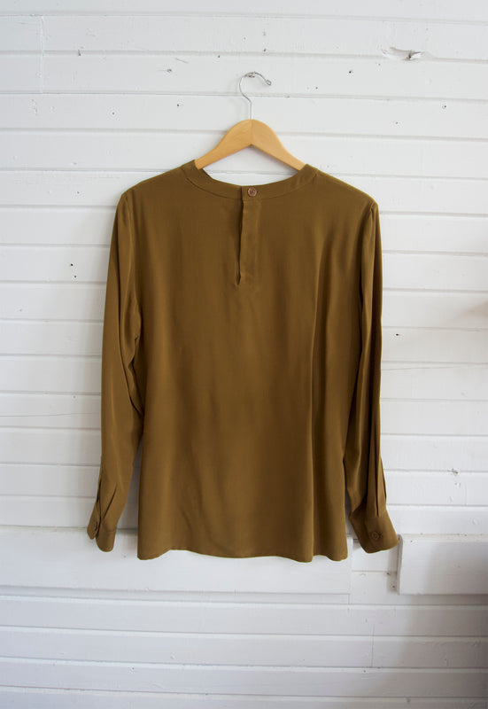 Olive Silk Blouse
