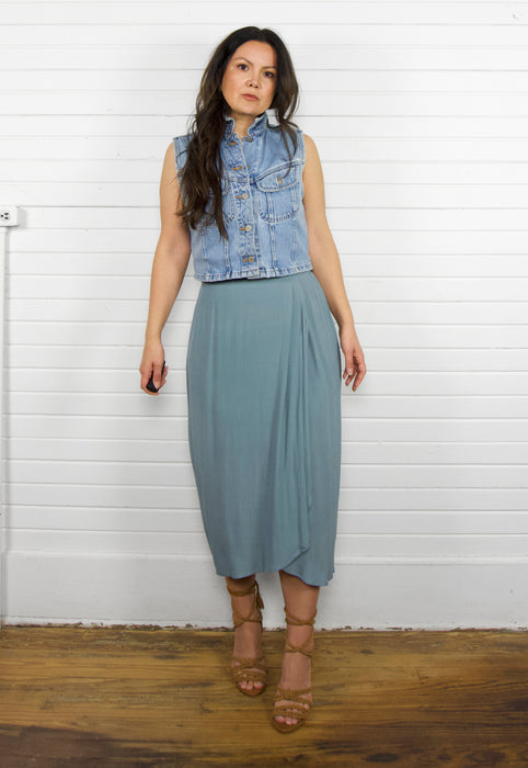 Idylwild Vintage Style River Drape Wrap Midi Skirt Christie Araujo