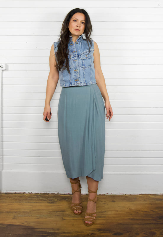 Idylwild Vintage Style River Drape Wrap Midi Skirt Christie Araujo