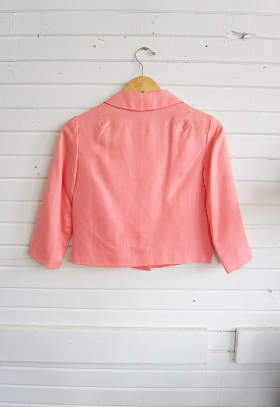 Vintage 1960s Salmon Pink Silk Jackie O Suit Set