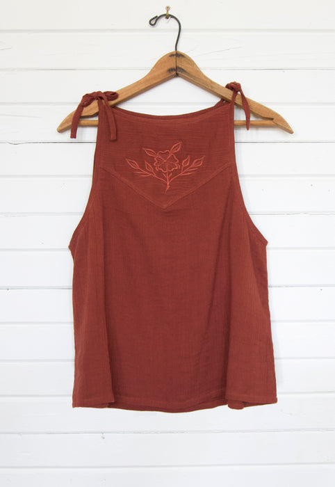 Idylwild Vintage Inspired Cotton Gauze Embroidered Top Stone Christie Araujo