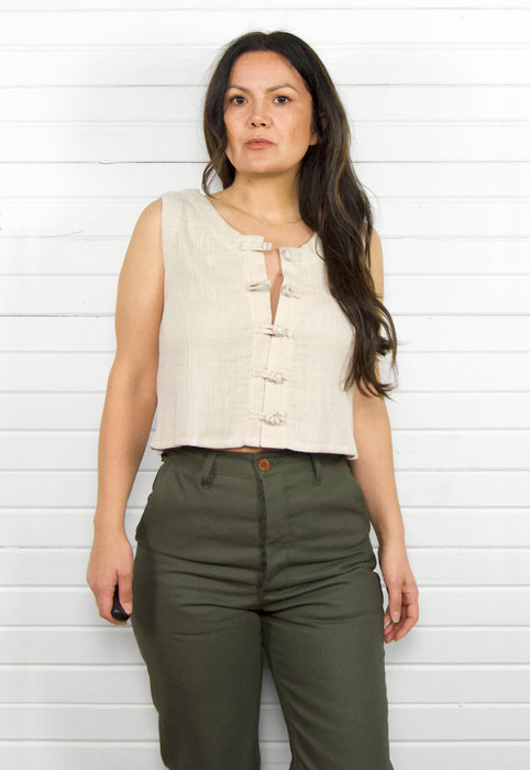 Idylwild Cotton Gauze Button Down Tank Vintage Crop Christie Araujo