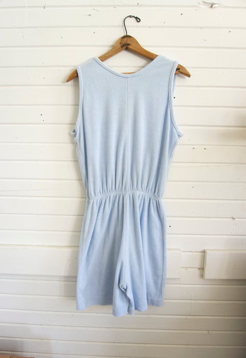 Vintage Sky Blue Terrycloth Romper Everyday Poolside Beach Lounge Vintage