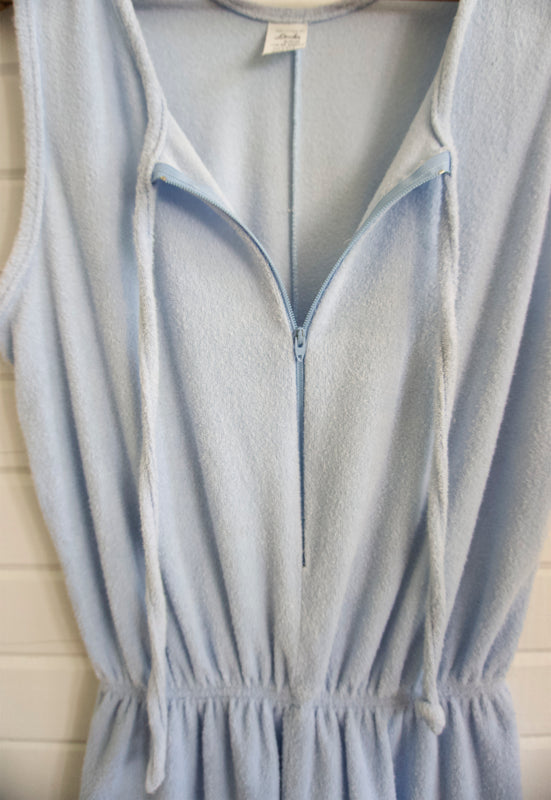 Vintage Sky Blue Terrycloth Romper Everyday Poolside Beach Lounge Vintage