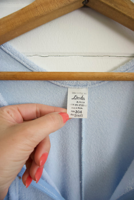 Vintage Sky Blue Terrycloth Romper Everyday Poolside Beach Lounge Vintage