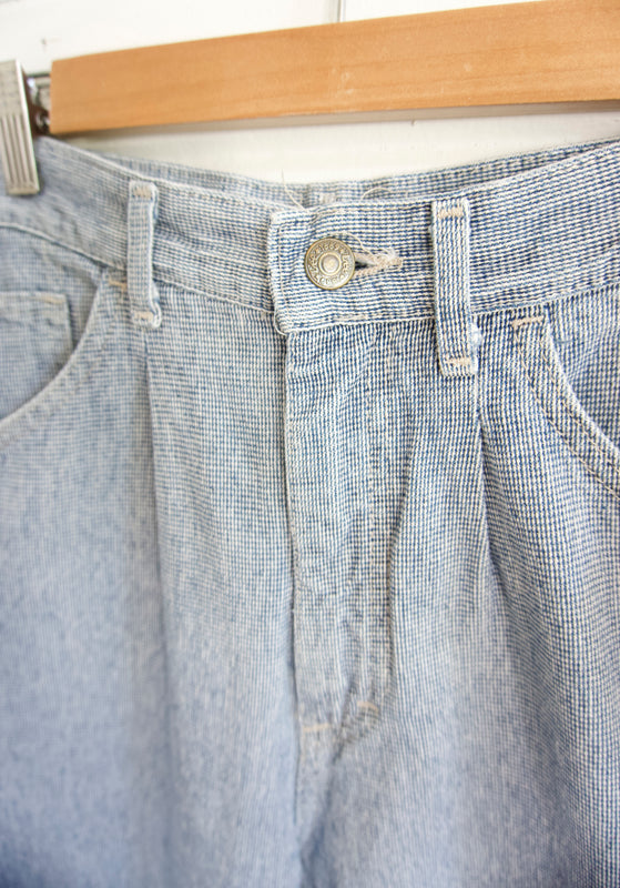Vintage 90s Pleated and Tapered Gingham Micro Check 100 Cotton Denim Jeans