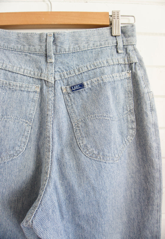 Vintage 90s Pleated and Tapered Gingham Micro Check 100 Cotton Denim Jeans