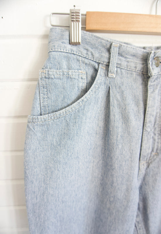 Vintage 90s Pleated and Tapered Gingham Micro Check 100 Cotton Denim Jeans