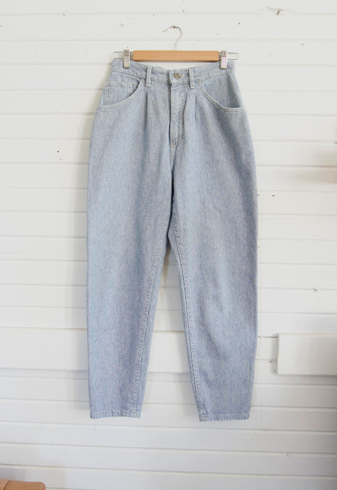 Vintage 90s Pleated and Tapered Gingham Micro Check 100 Cotton Denim Jeans