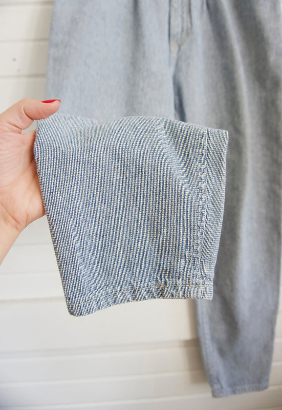 Vintage 90s Pleated and Tapered Gingham Micro Check 100 Cotton Denim Jeans