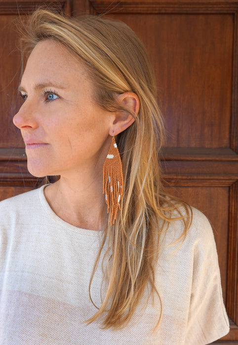Studio Oma Cedar Hand Beaded Earrings