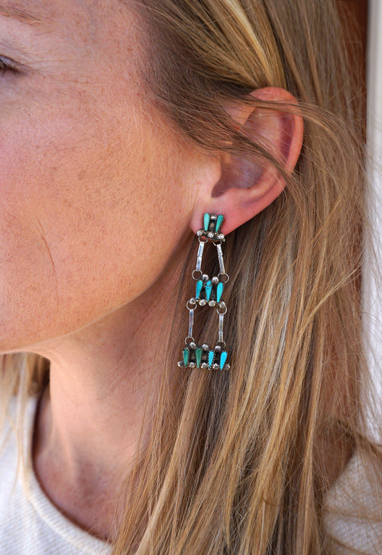 Zuni Native American Earrings Idylwild Vintage Ladder Chandelier Earrings