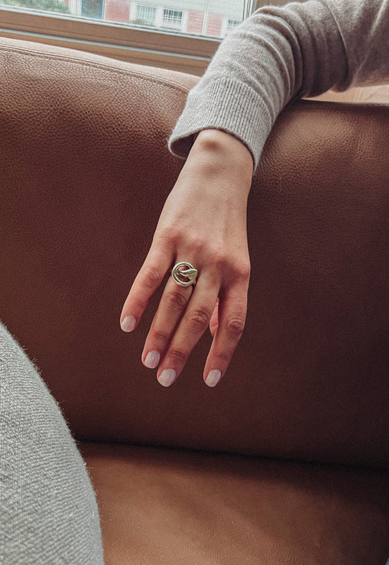 Idylwild Jewelry Coiled Snake Cosmic Mother Ring Solid Brass Christie Araujo