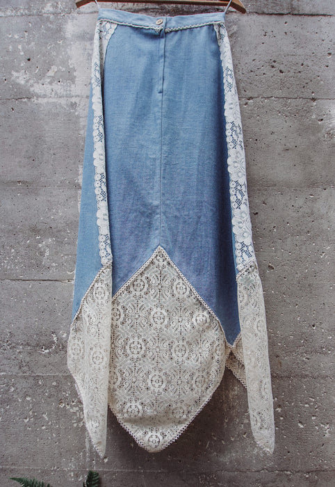 Vintage Denim and Lace Idylwild Vintage Kerchief Hem Country Girl Skirt