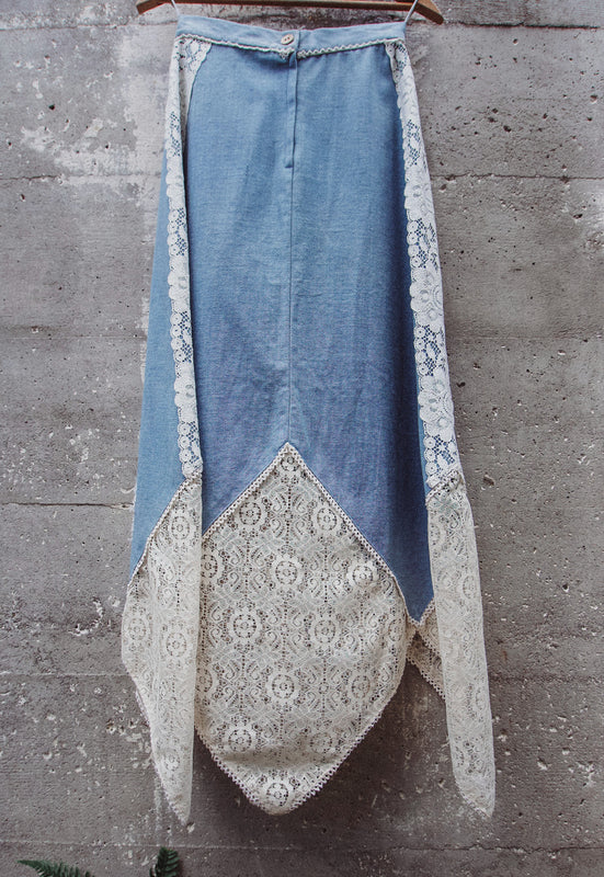 Vintage Denim and Lace Idylwild Vintage Kerchief Hem Country Girl Skirt