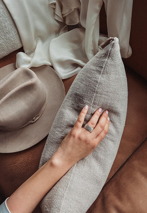 Idylwild Original Joseph Fagin Hand Carved Tree Stump Unisex Sterling Silver Textured Cigar Band Ring