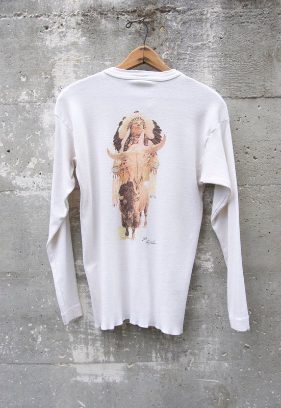Idylwild Vintage Legends Healthknit Henley Biker Long Sleeve Tee Buffalo