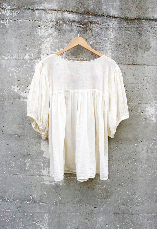 Idylwild Vintage Crinkly Cotton Gauze Embroidered Top