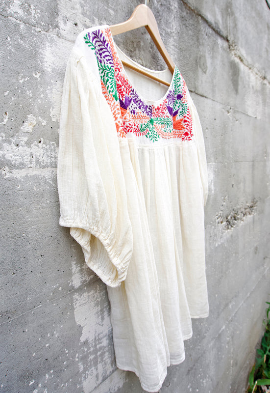 Idylwild Vintage Crinkly Cotton Gauze Embroidered Top