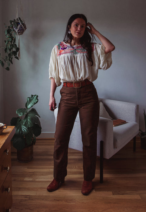 Idylwild Vintage Crinkly Cotton Gauze Embroidered Top Christie Araujo
