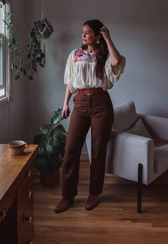 Idylwild Vintage Crinkly Cotton Gauze Embroidered Top Christie Araujo