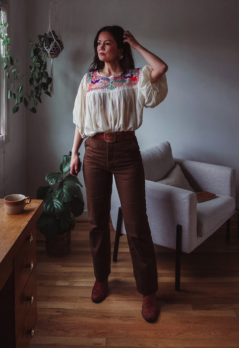 Idylwild Vintage Crinkly Cotton Gauze Embroidered Top Christie Araujo