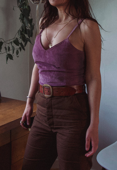 Christie Araujo Idylwild Vintage Suede Cami 90's Leather Suede Top Plum