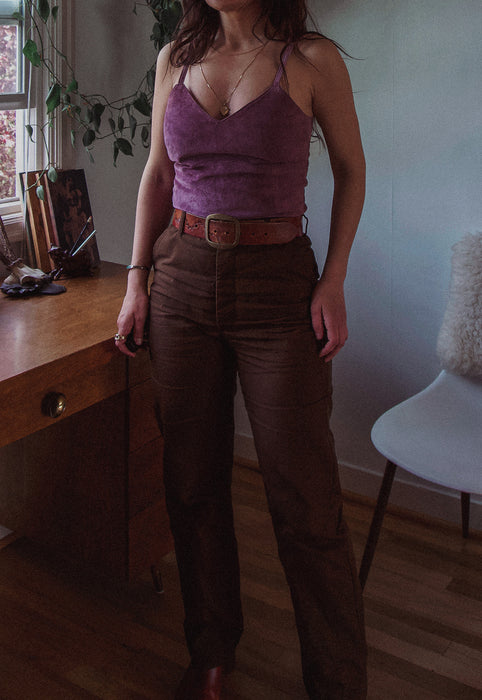 Christie Araujo Idylwild Vintage Suede Cami 90's Leather Suede Top Plum