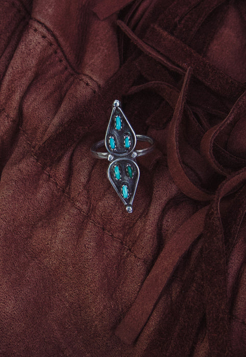 Vintage Sterling Silver Turquoise Zuni Needlepoint Ring