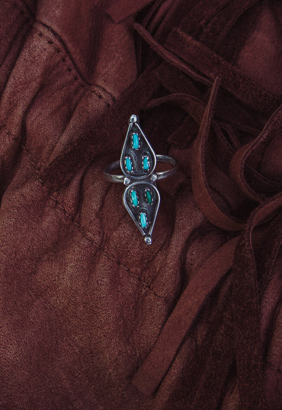 Vintage Sterling Silver Turquoise Zuni Needlepoint Ring