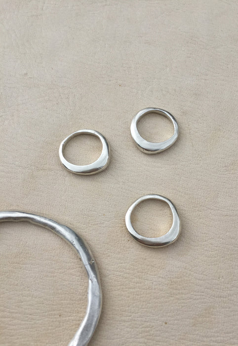 Organic Free Form Minimalist Solid Sterling Silver Stackable Ring Cashmere Cactus Hand Made Desert Jewelry