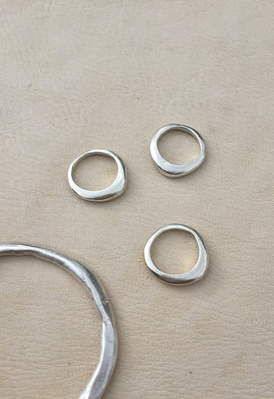 Organic Free Form Minimalist Solid Sterling Silver Stackable Ring Cashmere Cactus Hand Made Desert Jewelry