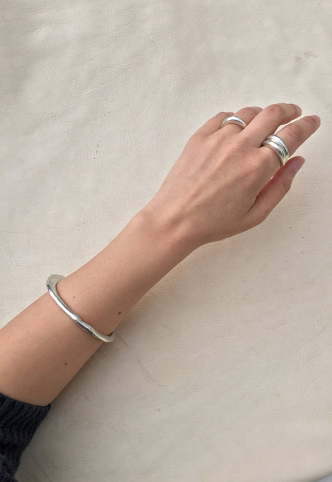 Organic Free Form Minimalist Solid Sterling Silver Stackable Ring Cashmere Cactus Hand Made Desert Jewelry