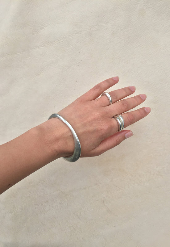 Organic Free Form Minimalist Solid Sterling Silver Stackable Ring Cashmere Cactus Hand Made Desert Jewelry