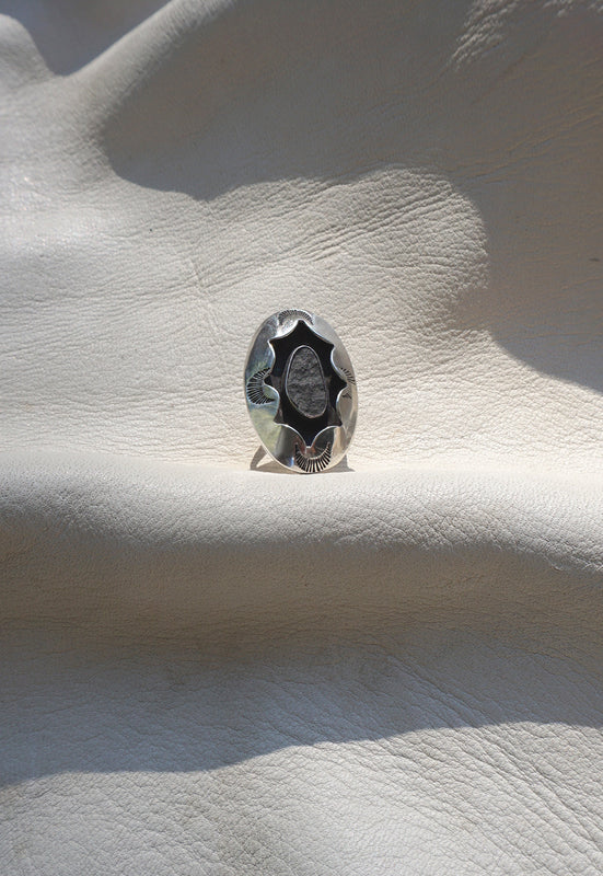 Idylwild Vintage Shadowbox Quartzite Black Stone Ring