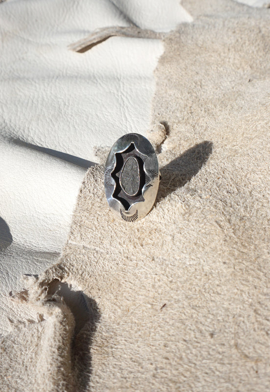 Idylwild Vintage Shadowbox Quartzite Black Stone Ring