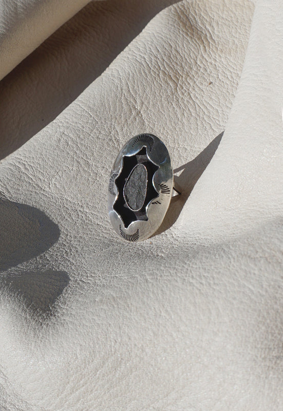 Idylwild Vintage Shadowbox Quartzite Black Stone Ring