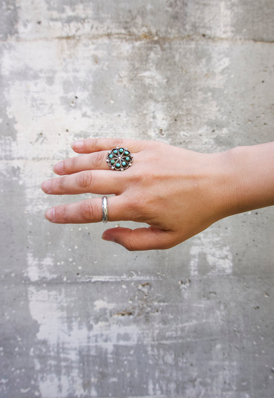 Vintage Sterling Silver Navajo Stamped Ring Christie Araujo