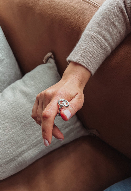 Idylwild Jewelry Coiled Snake Cosmic Mother Ring Sterling Silver Christie Araujo