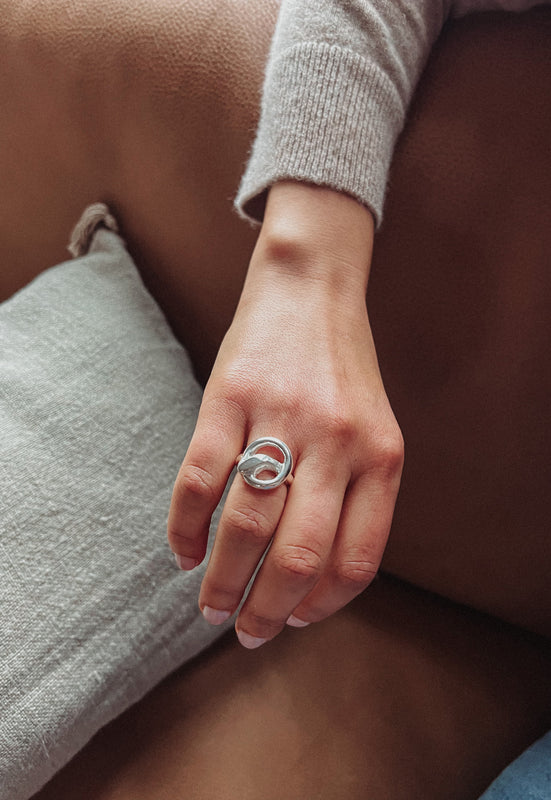 Idylwild Jewelry Coiled Snake Cosmic Mother Ring Sterling Silver Christie Araujo