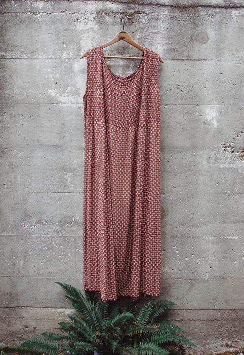 Idylwild Vintage Terracotta Tile Vintage Maxi Dress 90s Rayon Dress