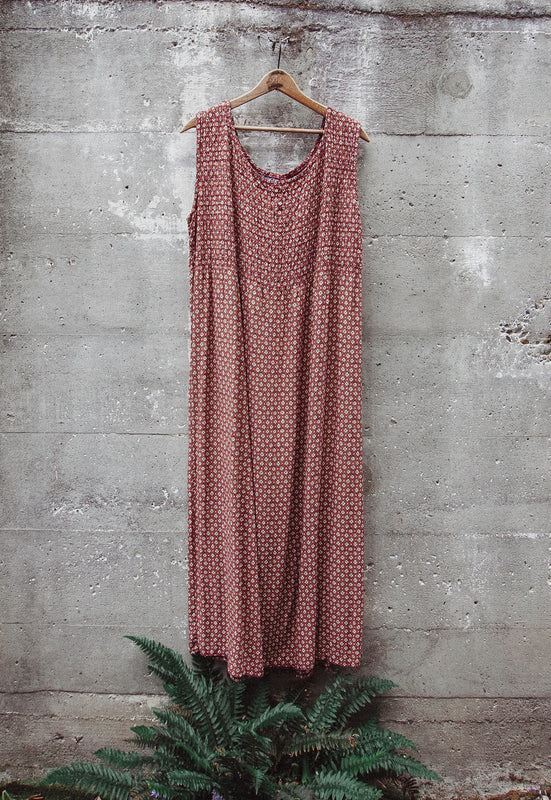 Idylwild Vintage Terracotta Tile Vintage Maxi Dress 90s Rayon Dress