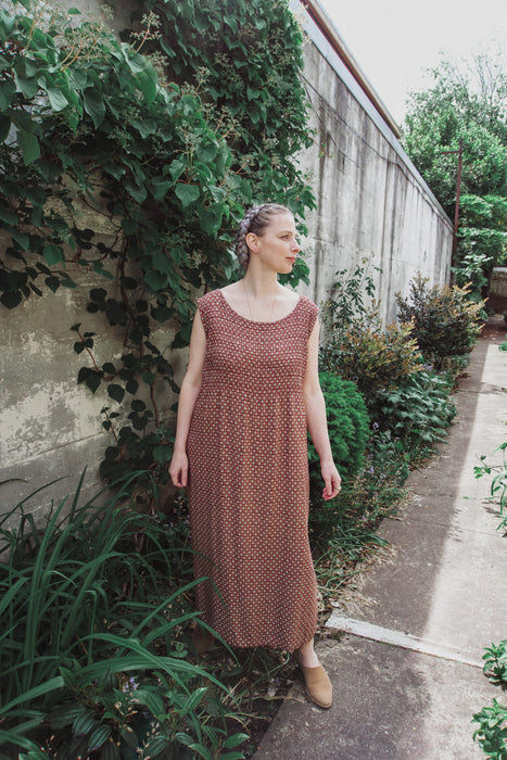 Idylwild Vintage Terracotta Tile Vintage Maxi Dress 90s Rayon Dress